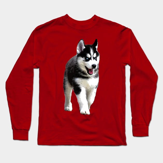 Siberian Husky Puppy Dog Long Sleeve T-Shirt by Elarex